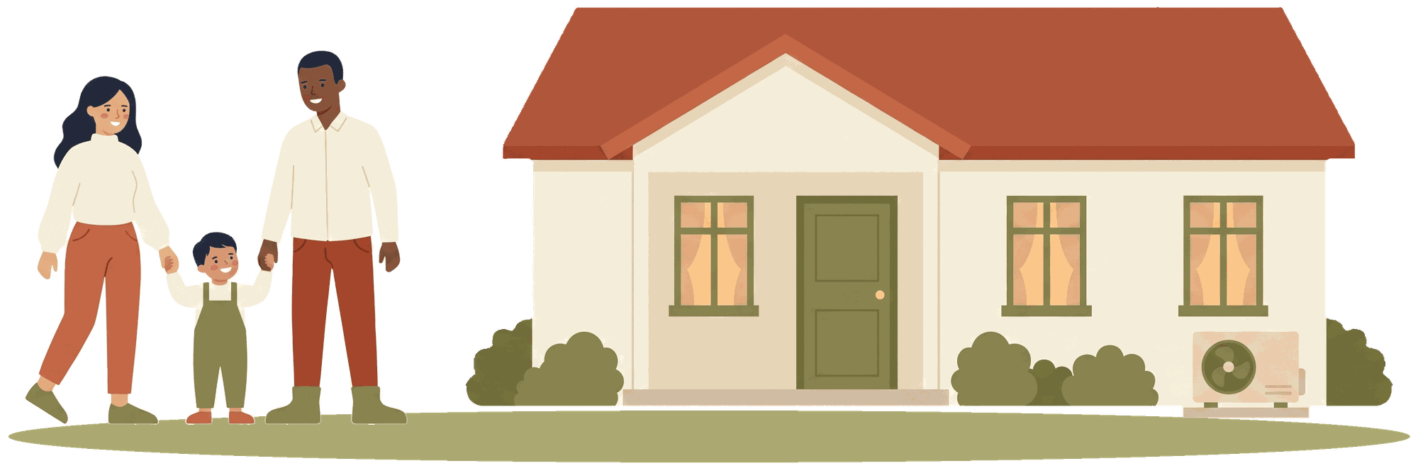 A family standing beside their upgraded home