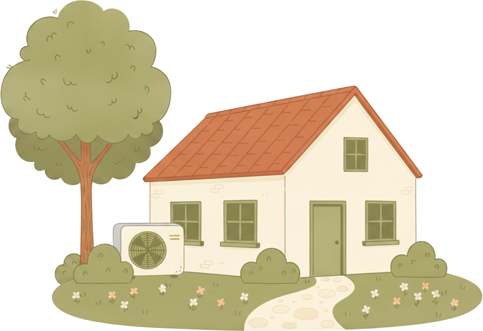 A home with a heat pump outside
